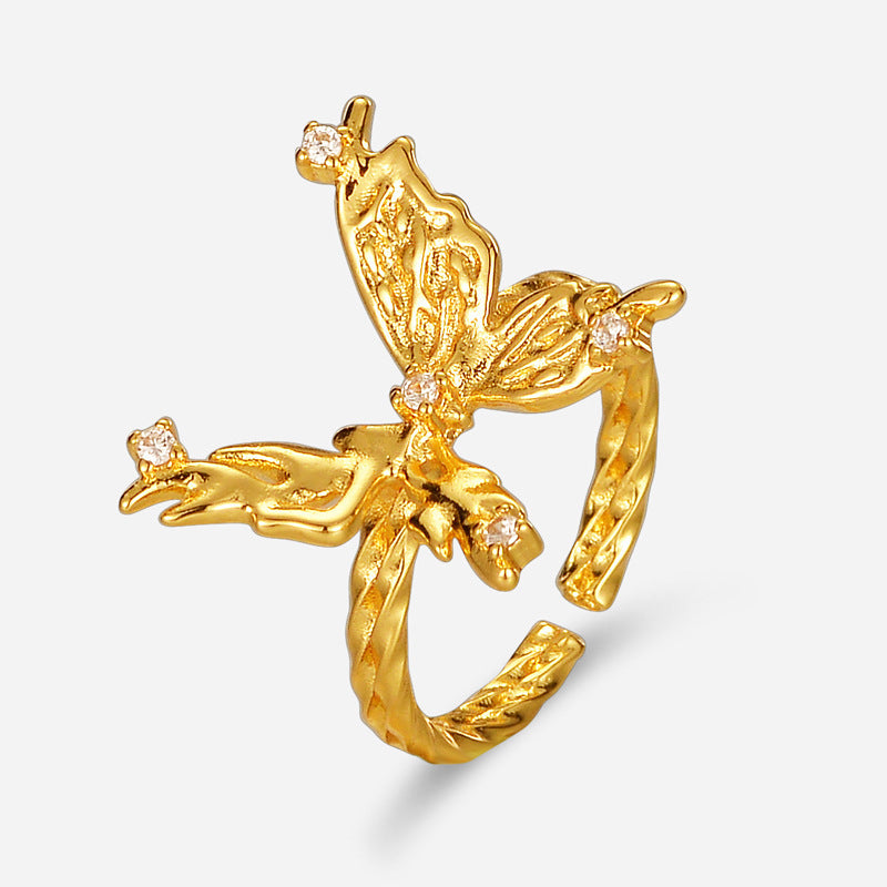 Kavio Inlaid Butterfly Fashion Personalized Ring Female