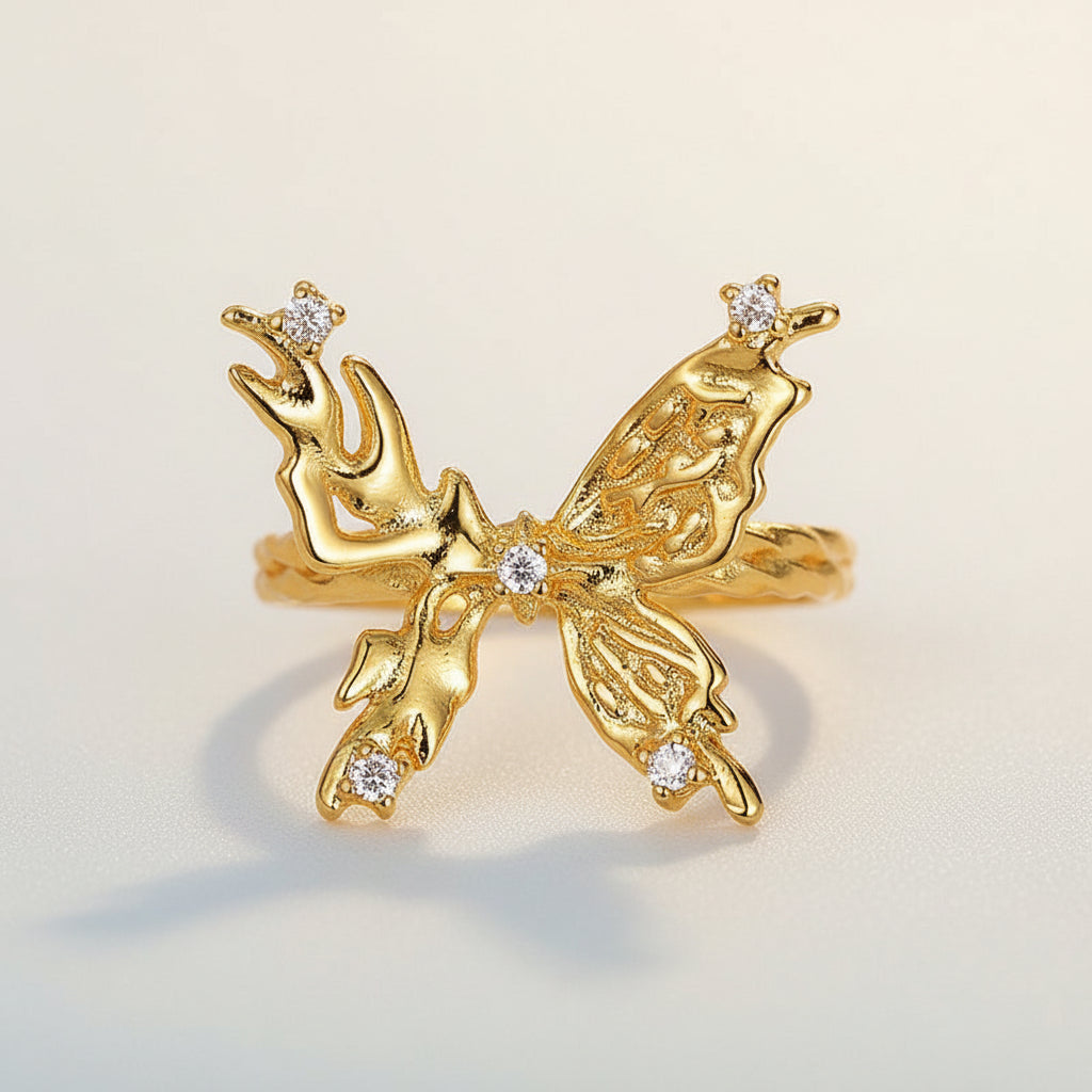 Kavio Inlaid Butterfly Fashion Personalized Ring Female