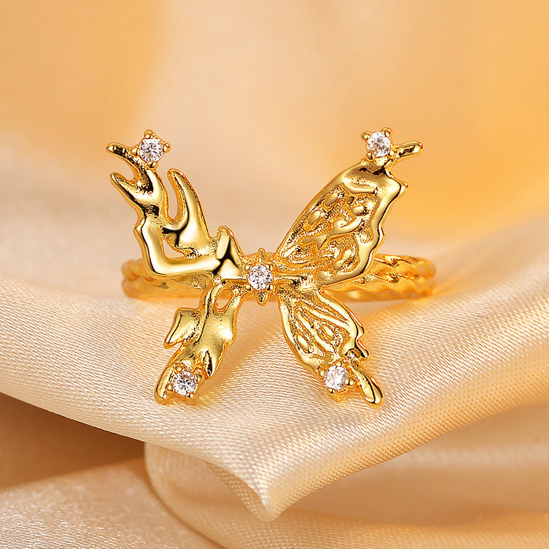 Kavio Inlaid Butterfly Fashion Personalized Ring Female