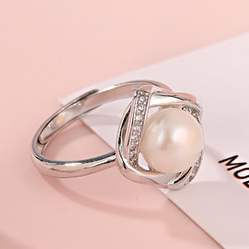 KAVİO Inlaid Pearl Necklace Pendant S925 Silver Set Women's Earrings Ring Silver Accessories