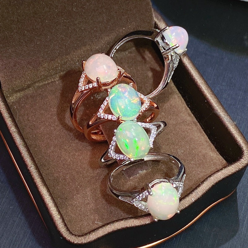 KAVİO 925 Silver Inlaid Natural Australian Opal Ring