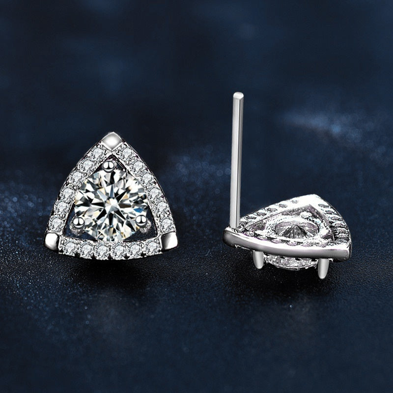 KAVİO 925 Sterling Silver Triangle Temperament Earrings