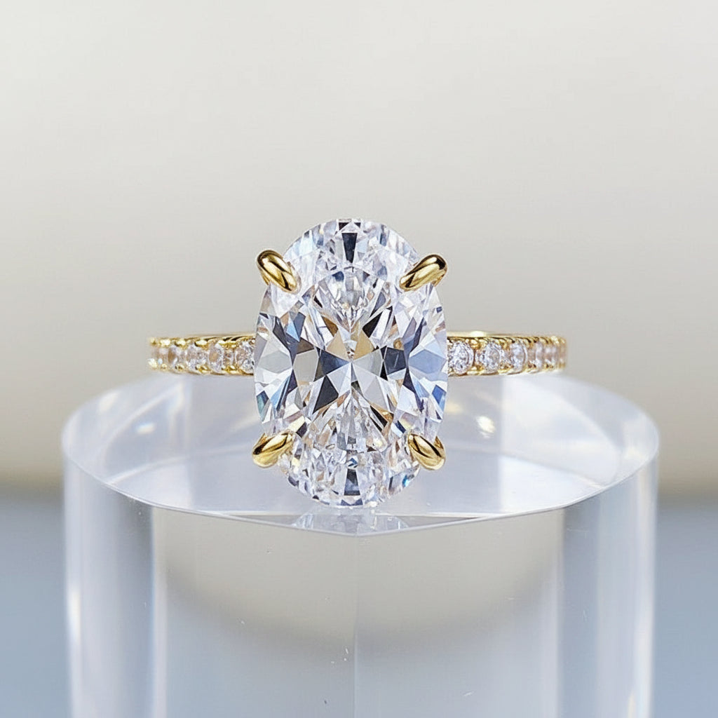 KAVİO 925 Silver Plated Oval Redean Ring