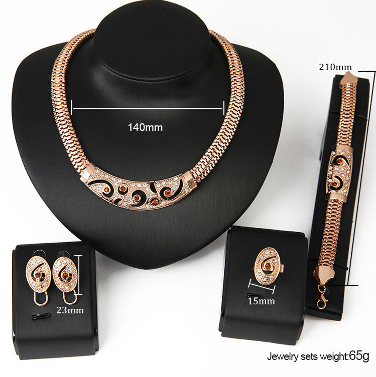 KAVİO Punk Jewelry Set Necklace Earrings Bracelet Ring Jewelry Four Piece Set