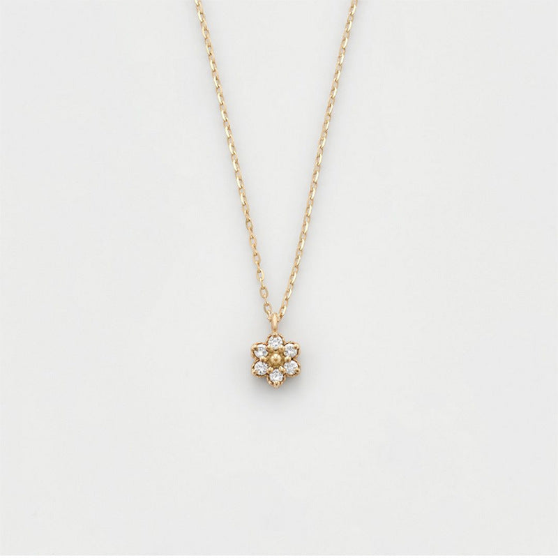 KAVİO Fresh Sweet And Simple Flower Set Sterling Silver Ring Necklace