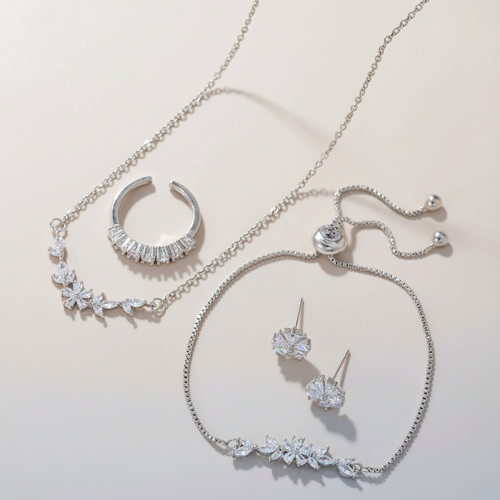 KAVIO Zircon Flower Jewelry Set