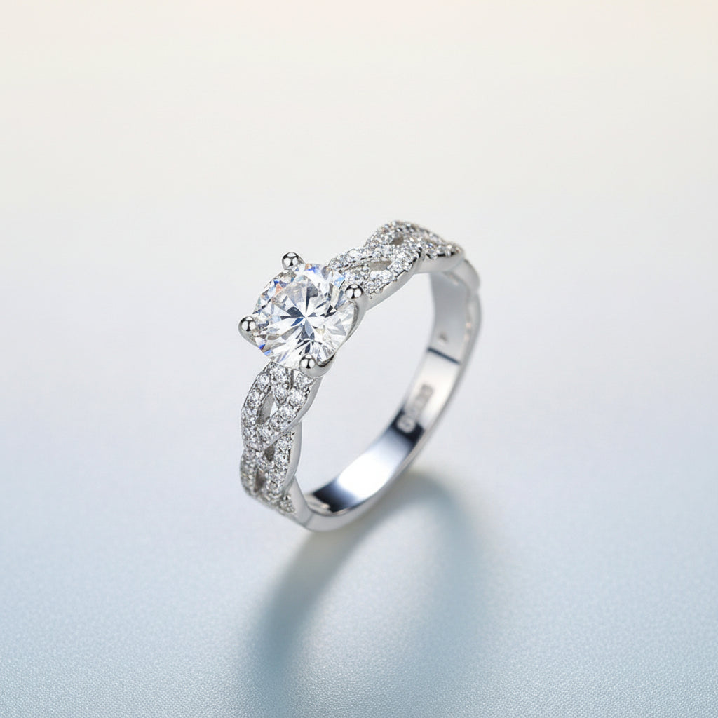 KAVİO Mossan Diamond Ring 925 Sterling Silver