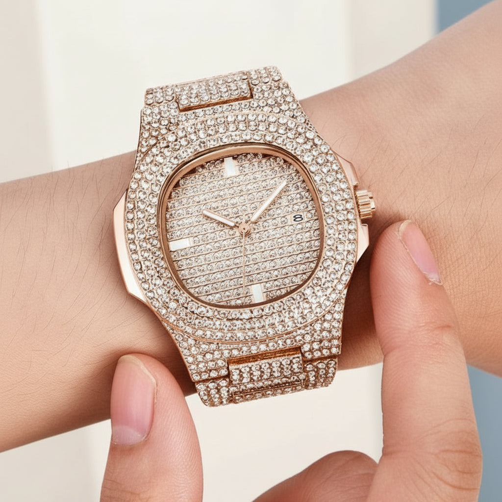 KAVİO Mens Watches Luxury Brand Fashion Diamond Date Quartz Watch