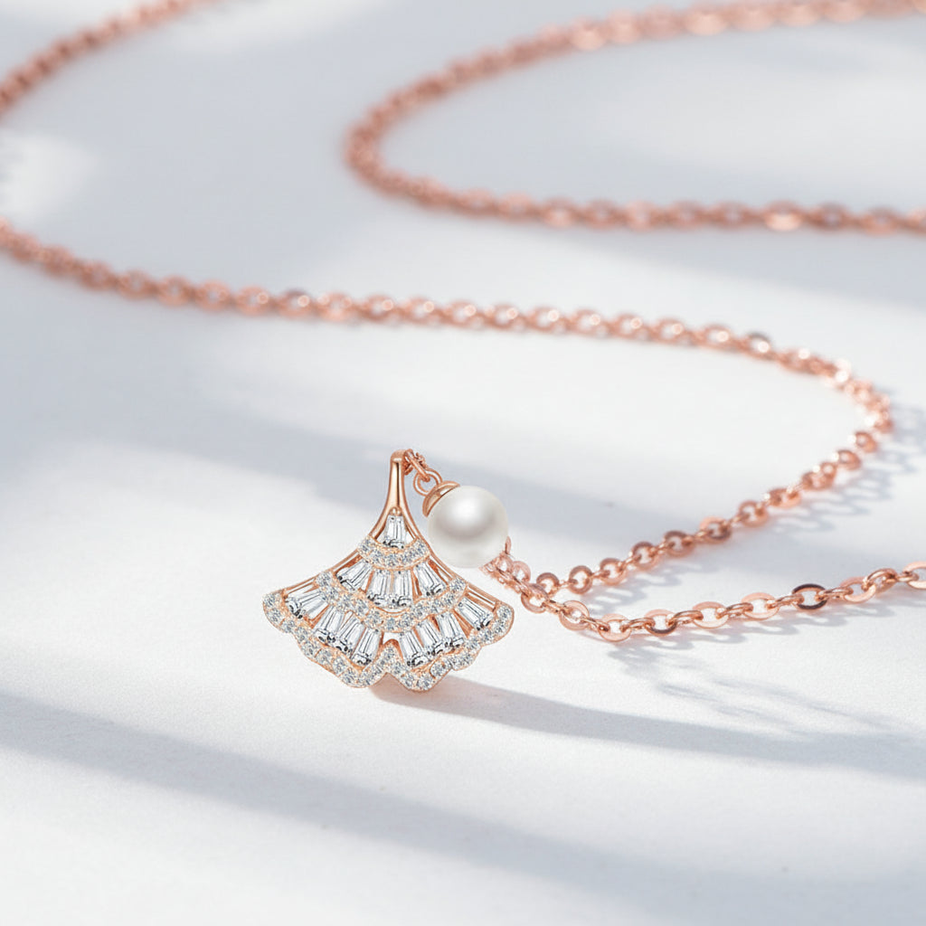 KAVİO Ginkgo Leaf Sterling Silver Necklace For Women Light Luxury Minority Design S925