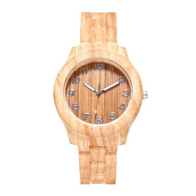KAVİO Bamboo Pattern Fashion Numbers Creative Men's And Women's Watches