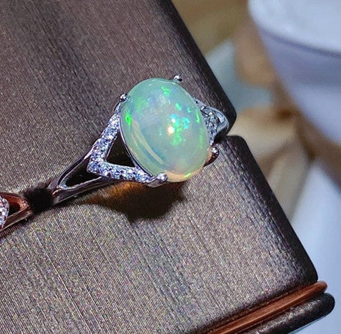 KAVİO 925 Silver Inlaid Natural Australian Opal Ring