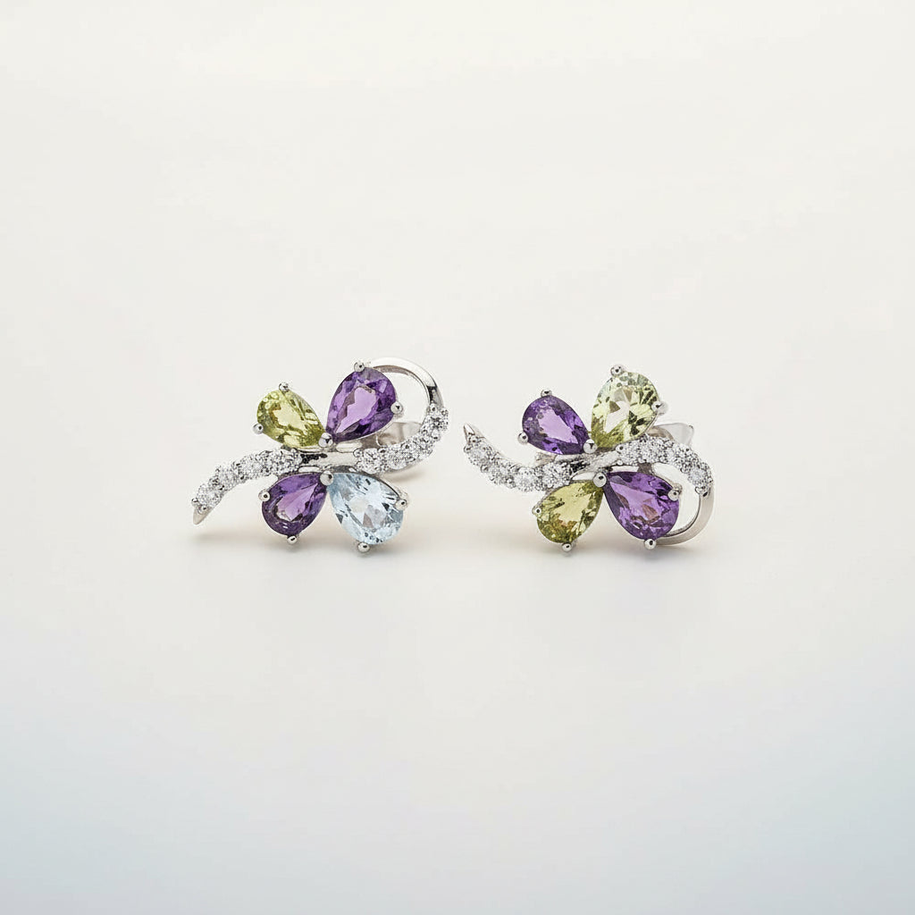 KAVİO Butterfly-shaped Gem 925 Silver Earrings