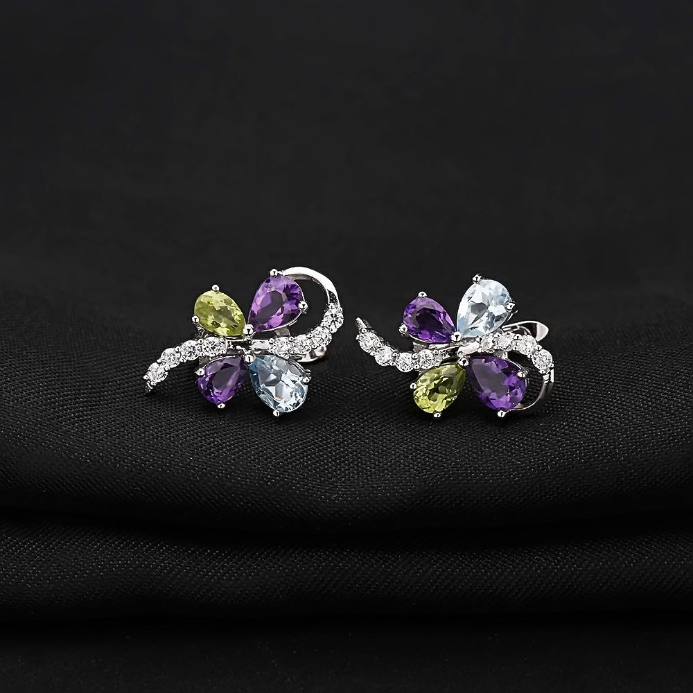 KAVİO Butterfly-shaped Gem 925 Silver Earrings