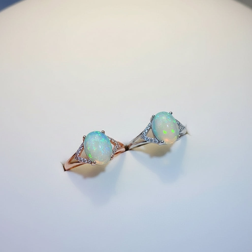 KAVİO 925 Silver Inlaid Natural Australian Opal Ring